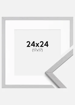 Ramme Edsbyn Grey 24x24 cm - Passepartout Hvid 18x18 cm