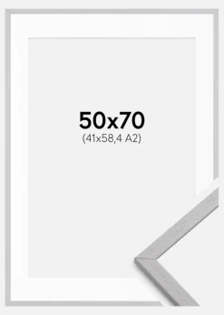 Ramme Edsbyn Grey 50x70 cm - Passepartout Hvid 42x59,4 cm (A2)