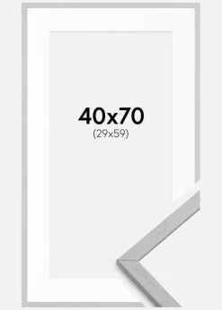 Ramme Edsbyn Grey 40x70 cm - Passepartout Hvid 30x60 cm