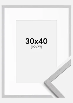 Ramme Edsbyn Grey 30x40 cm - Passepartout Hvid 20x30 cm