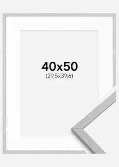 Ramme Edsbyn Grey 40x50 cm - Passepartout Hvid 12x16 inches