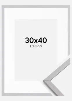 Ramme Edsbyn Grey 30x40 cm - Passepartout Hvid 21x30 cm