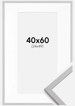 Ramme Edsbyn Grey 40x60 cm - Passepartout Hvid 25x50 cm