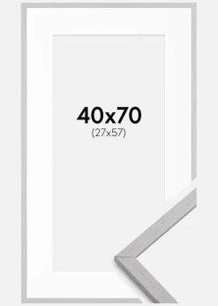 Ramme Edsbyn Grey 40x70 cm - Passepartout Hvid 28x58 cm