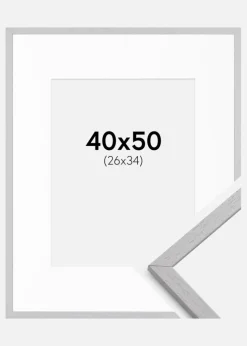 Ramme Edsbyn Grey 40x50 cm - Passepartout Hvid 27x35 cm