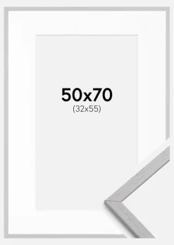 Ramme Edsbyn Grey 50x70 cm - Passepartout Hvid 33x56 cm