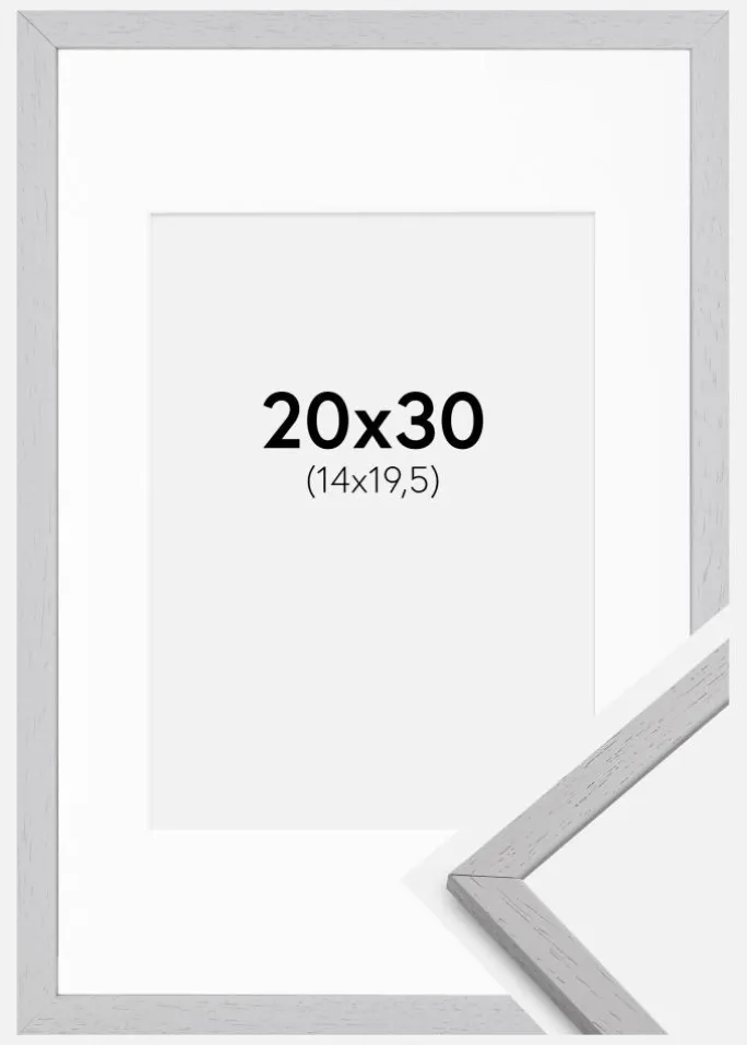 Ramme Edsbyn Grey 20x30 cm - Passepartout Hvid 15x21 cm (A5)