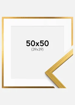 Ramme Edsbyn Guld 50x50 cm - Passepartout Hvid 40x40 cm