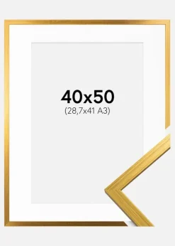 Ramme Edsbyn Guld 40x50 cm - Passepartout Hvid 29,7x42 cm (A3)
