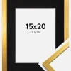 Ramme Edsbyn Guld 15x20 cm - Passepartout Sort 11x15 cm