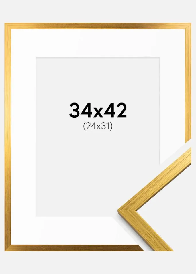 Ramme Edsbyn Guld 34x42 cm - Passepartout Hvid 25x32 cm