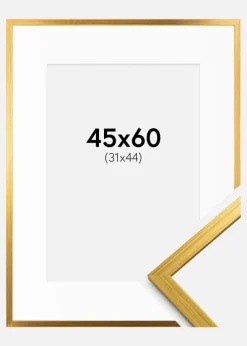 Ramme Edsbyn Guld 45x60 cm - Passepartout Hvid 32x45 cm