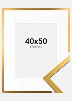 Ramme Edsbyn Guld 40x50 cm - Passepartout Hvid 27x35 cm