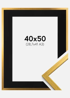 Ramme Edsbyn Guld 40x50 cm - Passepartout Sort 29,7x42 cm (A3)