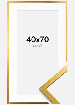 Ramme Edsbyn Guld 40x70 cm - Passepartout Hvid 30x60 cm