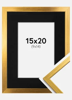 Ramme Edsbyn Guld 15x20 cm - Passepartout Sort 10x15 cm