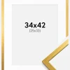 Ramme Edsbyn Guld 34x42 cm - Passepartout Hvid 26x34 cm