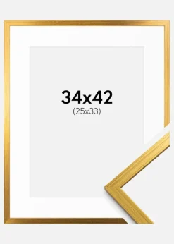 Ramme Edsbyn Guld 34x42 cm - Passepartout Hvid 26x34 cm