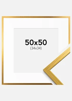Ramme Edsbyn Guld 50x50 cm - Passepartout Hvid 35x35 cm