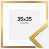 Ramme Edsbyn Guld 35x35 cm - Passepartout Hvid 26x26 cm