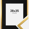 Ramme Edsbyn Guld 28x35 cm - Passepartout Sort 20x25 cm