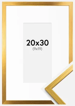 Ramme Edsbyn Guld 20x30 cm - Passepartout Hvid 10x20 cm