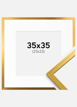Ramme Edsbyn Guld 35x35 cm - Passepartout Hvid 24x24 cm
