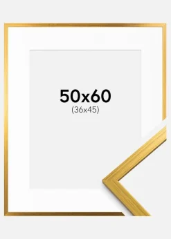 Ramme Edsbyn Guld 50x60 cm - Passepartout Hvid 37x46 cm