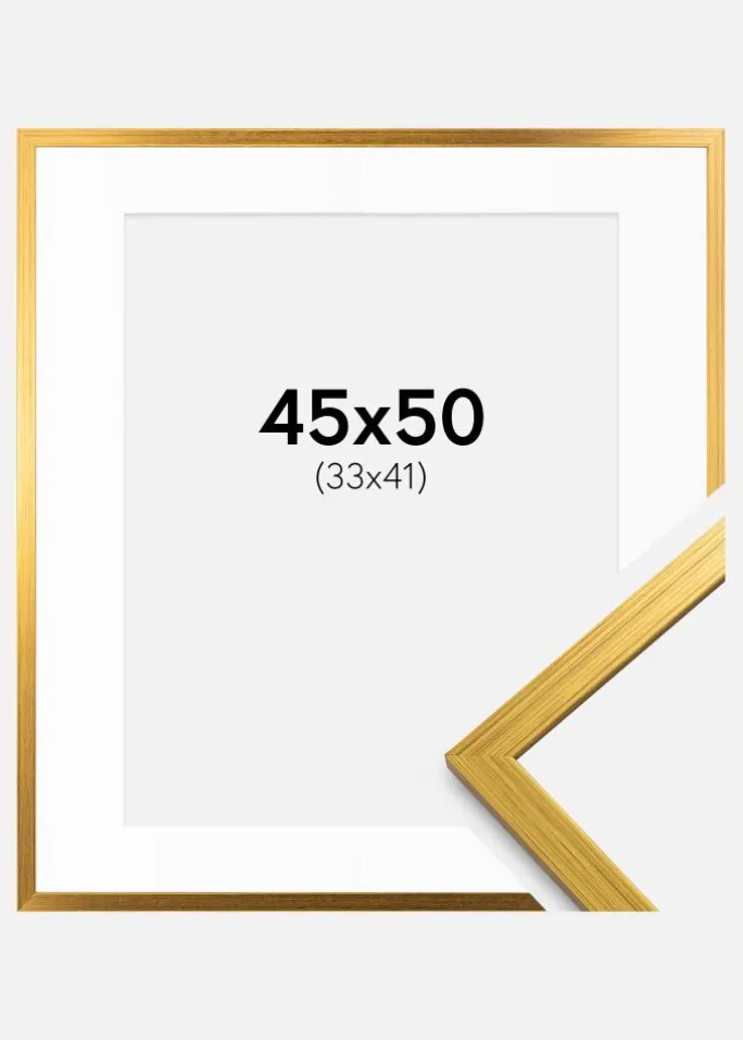 Ramme Edsbyn Guld 45x50 cm - Passepartout Hvid 34x42 cm