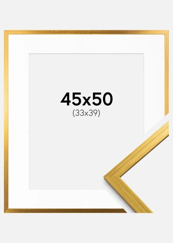 Ramme Edsbyn Guld 45x50 cm - Passepartout Hvid 34x40 cm