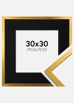 Ramme Edsbyn Guld 30x30 cm - Passepartout Sort 8x8 inches