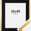 Ramme Edsbyn Guld 32x45 cm - Passepartout Sort 25x30 cm