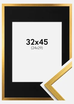 Ramme Edsbyn Guld 32x45 cm - Passepartout Sort 25x30 cm