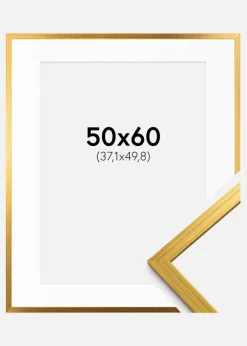 Ramme Edsbyn Guld 50x60 cm - Passepartout Hvid 15x20 inches