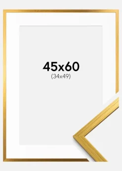 Ramme Edsbyn Guld 45x60 cm - Passepartout Hvid 35x50 cm