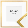 Ramme Edsbyn Guld 40x40 cm - Passepartout Hvid 25x25 cm