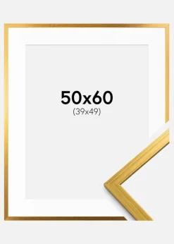 Ramme Edsbyn Guld 50x60 cm - Passepartout Hvid 40x50 cm