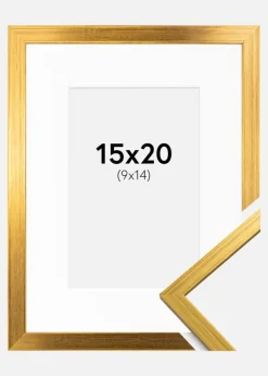 Ramme Edsbyn Guld 15x20 cm - Passepartout Hvid 10x15 cm