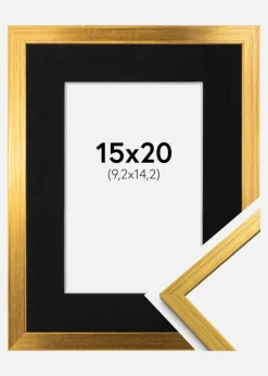 Ramme Edsbyn Guld 15x20 cm - Passepartout Sort 4x6 inches