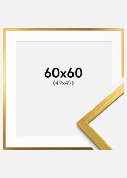 Ramme Edsbyn Guld 60x60 cm - Passepartout Hvid 50x50 cm