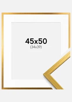 Ramme Edsbyn Guld 45x50 cm - Passepartout Hvid 35x40 cm