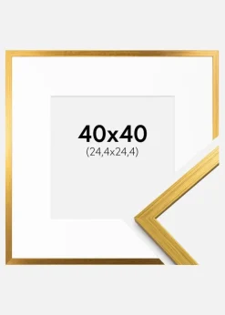 Ramme Edsbyn Guld 40x40 cm - Passepartout Hvid 10x10 inches