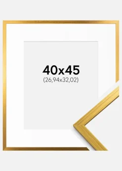 Ramme Edsbyn Guld 40x45 cm - Passepartout Hvid 11x13 inches