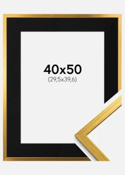Ramme Edsbyn Guld 40x50 cm - Passepartout Sort 12x16 inches