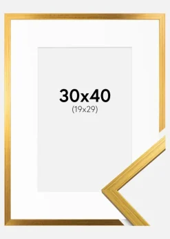 Ramme Edsbyn Guld 30x40 cm - Passepartout Hvid 20x30 cm