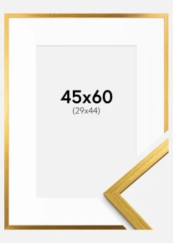 Ramme Edsbyn Guld 45x60 cm - Passepartout Hvid 30x45 cm