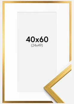 Ramme Edsbyn Guld 40x60 cm - Passepartout Hvid 25x50 cm