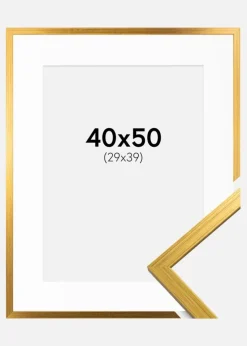 Ramme Edsbyn Guld 40x50 cm - Passepartout Hvid 30x40 cm