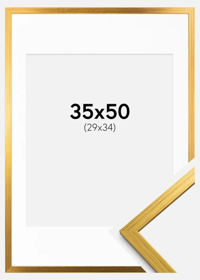 Ramme Edsbyn Guld 35x50 cm - Passepartout Hvid 30x35 cm