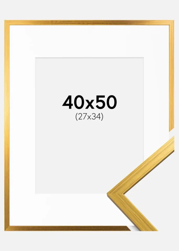 Ramme Edsbyn Guld 40x50 cm - Passepartout Hvid 28x35 cm